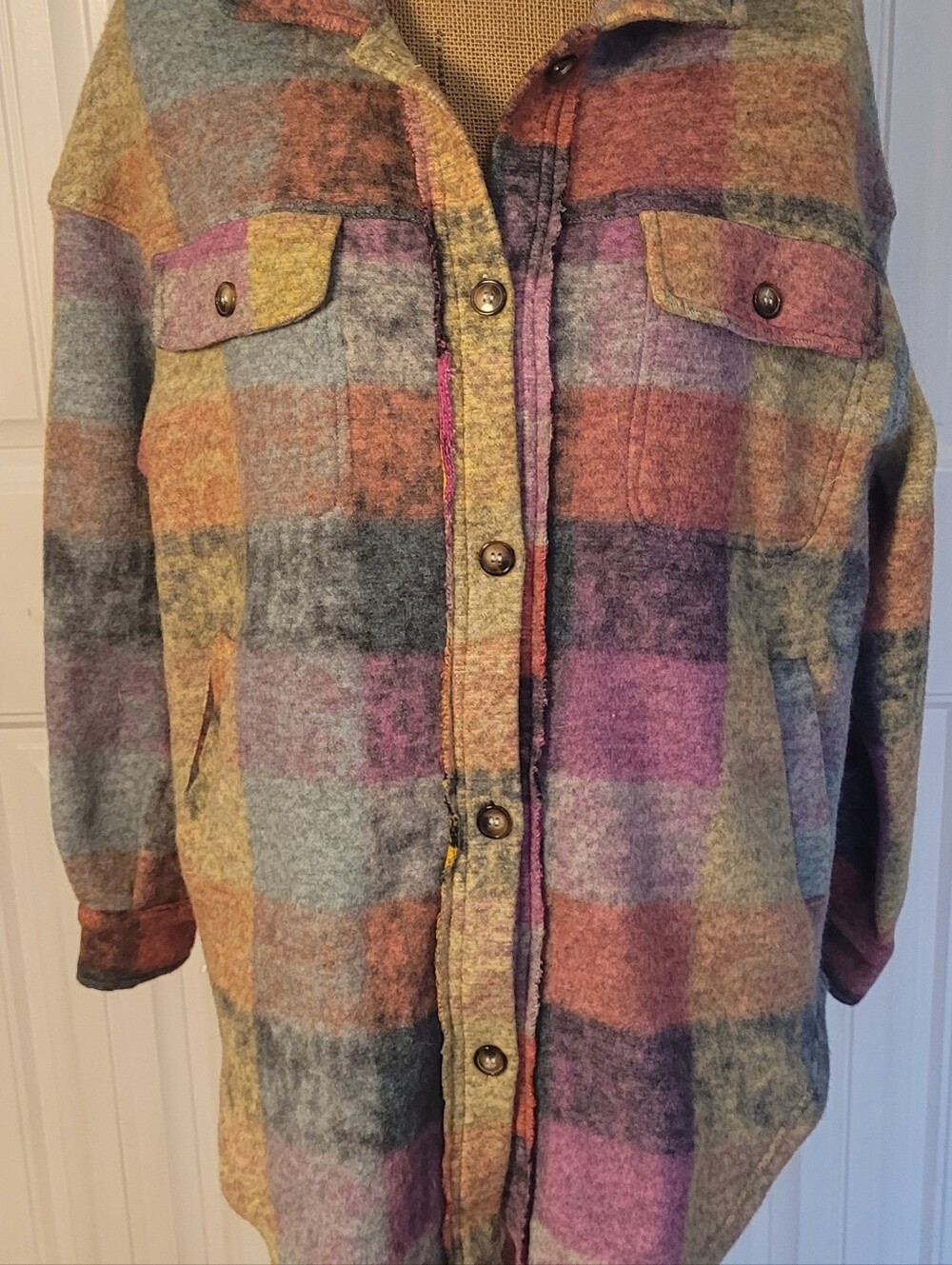 UNBRANDED Brushed Flannel Plaid Shacket, Multi-Colors, NWOT, S, GORGEOUS!